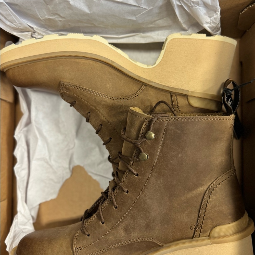 NIB Sorel Hi-Line Heel‎ Lace Boots - Women's, Umber/Ceramic, 9.5US MSRP $200 - Picture 2 of 5